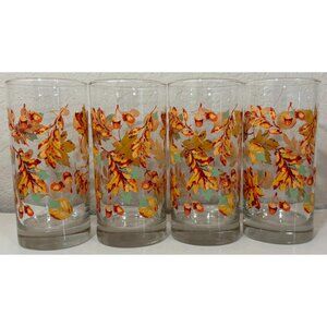 4 Greenbrier 16.3 oz. Tumblers Leaves Acorns Fall Autumn Harvest Red Orange